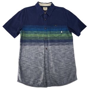 VANS Blue Striped Short Sleeve Button Up Casual Skate size l